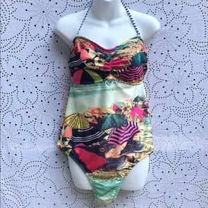 OP Swimsuit One Piece Beach Umbrellas Retro Style